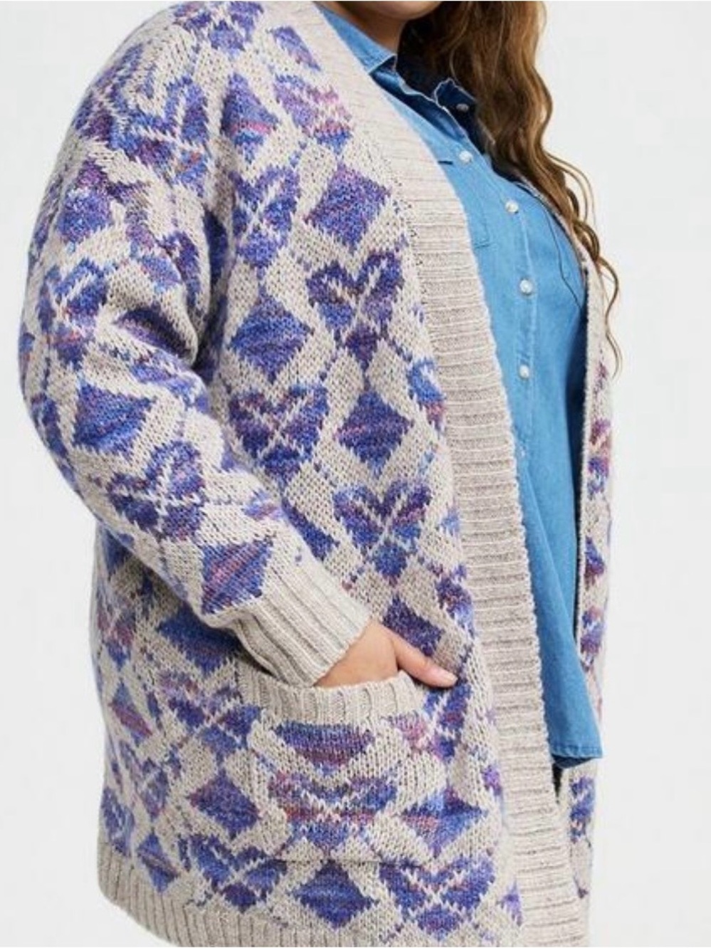 NWT Torrid Jacquard Open Front Cardigan Hearts Pattern - Picture 3 of 9